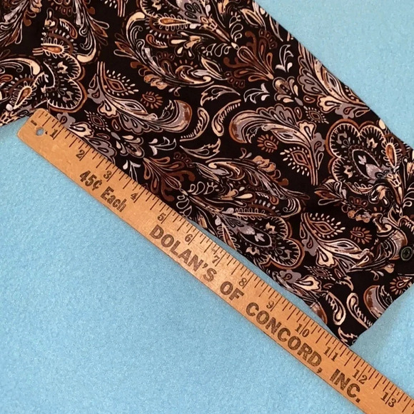 DANA BUCHMAN Paisley print hi low button cuff sleeves v-neck blouse NEW size L - Picture 11 of 11